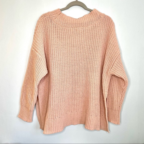 aerie Sweaters - Aerie Blush Chenille Oversized Sweater Women’s Large Side Slit Pullover